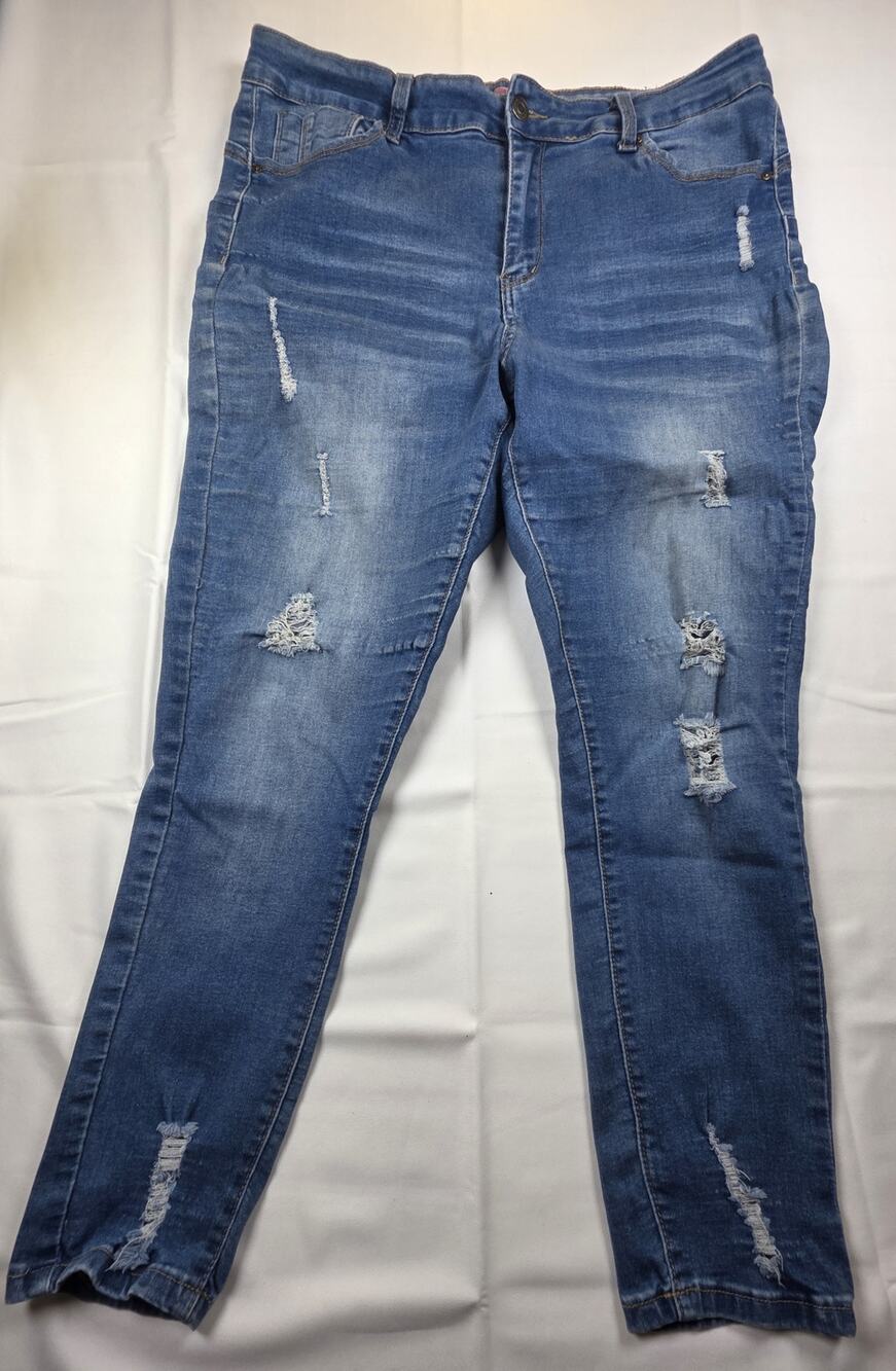 Wax Jeans, butt-enhancing distressed skinny styles, Women's Size 16